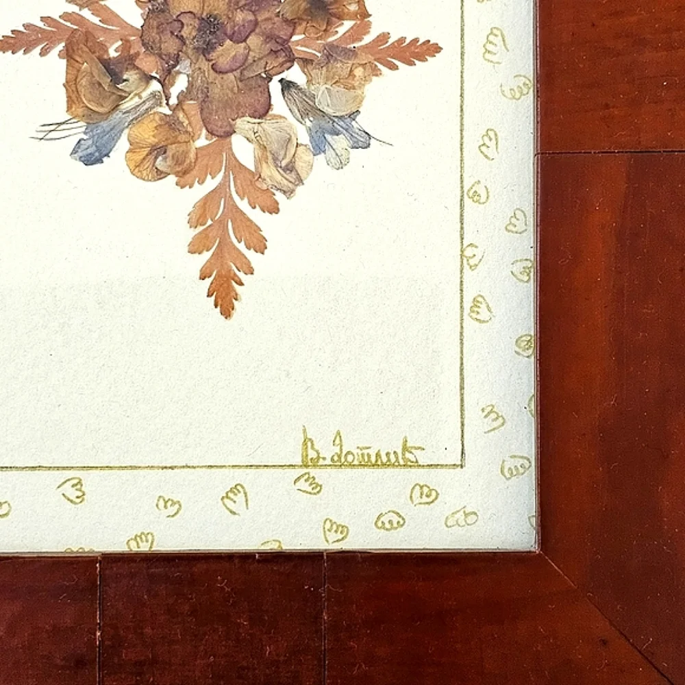 Vintage Handmade Pressed Flower Art Framed Botanical Floral Wall Decor Serbia